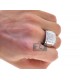 14K White Gold 1.38 ct Round Cut Diamond Mens Square Ring