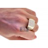 Mens Diamond Rectangle Shape Signet Ring 14K Yellow Gold 2.41ct