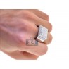 Mens Genuine Diamond Step Signet Ring 14K White Gold 3.37ct