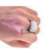 14K White Gold 3.44 ct Round Cut Diamond Mens Signet Ring