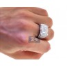 Mens Natural Diamond Rectangle Ring 14K White Gold 2.59 ct