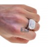 Mens SI1 G Diamond Classic Signet Ring 14K White Gold 1.76ct