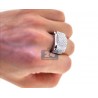 Mens Round Cut SI1 G Diamond Ring 14K White Gold 3.00 Carats