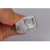 Mens SI1 G Diamond Luxury Signet Ring 14K White Gold 3.06ct