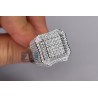 Mens Diamond Square Shape Signet Ring 14K White Gold 3.80ct