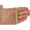 Real 10K Yellow Gold Hollow Flat Cuban Link Mens Chain 7 mm