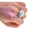 Mens Diamond Cluster Signet Luxury Ring 14K White Gold 4.68ct