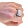Mens Iced Out Diamond Signet Ring 14K White Gold 3.66ct SI1 G