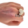 Mens Diamond Round Shape Signet Ring 14K Yellow Gold 4.58ct