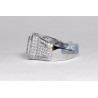 Mens Diamond High Octagon Signet Ring 14K White Gold 3.98ct
