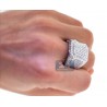 Mens Iced Out Diamond Luxury Signet Ring 14K White Gold 5.20ct