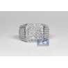 Mens Iced Out Diamond Square Signet Ring 14K White Gold 4.32ct