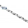 Solid 14K White Gold Smooth Oval Bead Link Mens Chain 5mm 32"