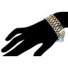 Womens Diamond Wide Infinity Bracelet 14K Yellow Gold 4.46 ct 8"