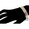 Womens Diamond Half Link Bracelet 14K Three Tone Gold 2.11 ct 8"