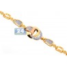 Womens Diamond Buckle Link Bracelet 14K Two Tone Gold 0.61 ct