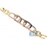 Womens Diamond Rectangle Link Bracelet 14K Two Tone Gold 0.59 ct