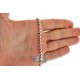 10K White Gold Diamond Cut Bead Mens Army Chain 4 mm