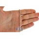 10K White Gold Diamond Cut Bead Mens Army Chain 3 mm