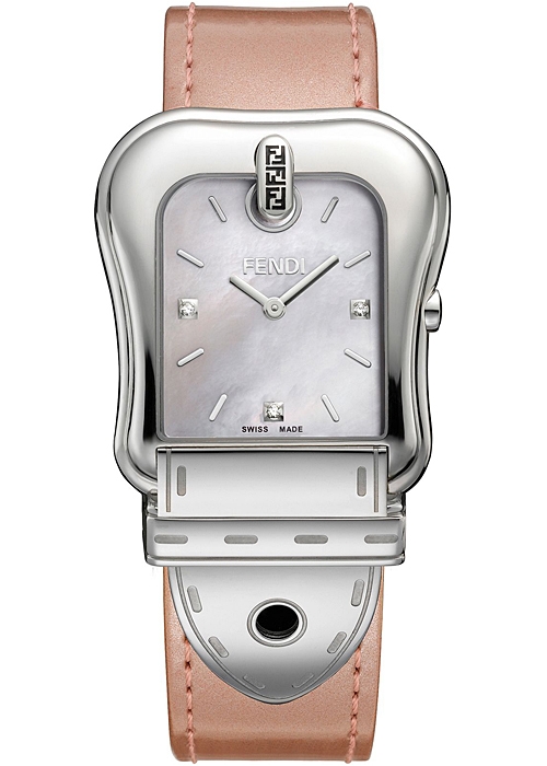 F380014571D1 Fendi B. Fendi Coral Leather Steel Case Watch