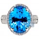 18K White Gold 9.65 ct Blue Topaz Diamond Womens Ring