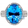 18K White Gold 9.65 ct Blue Topaz Diamond Womens Cocktail Ring