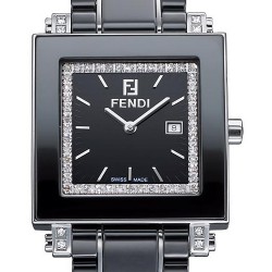 Fendi Black Ceramic Square Diamond 32 mm Watch F621110DDC