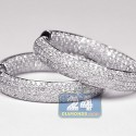 14K White Gold 2.04 ct Inside Out Diamond Round Hoop Earrings