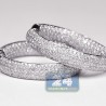 Womens Full Diamond Round Hoop Earrings 14K White Gold 2.04 ct