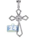 14K White Gold 0.40 ct Diamond Religious Cross Pendant