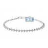Womens Diamond Flower Tennis Bracelet 14K White Gold 3.2 ct 7.5"