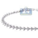 14K White Gold 3.20 ct Diamond Womens Flower Tennis Bracelet