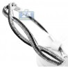 Womens Black Diamond Braided Bangle Bracelet 14K White Gold