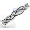 Womens Black Diamond Braided Bangle Bracelet 14K White Gold 6.5"