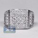 14K White Gold 3.74 ct Diamond Mens Step Design Ring