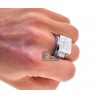 14K White Gold 3.74 ct Diamond Mens Step Design Ring