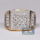 14K Yellow Gold 3.71 ct Diamond Mens Step Shaped Ring