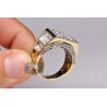 14K Yellow Gold 3.71 ct Diamond Mens Step Shaped Ring Signet