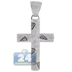 14K White Gold 4.55 ct Diamond Mens Cross Pendant