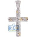 14K White Gold 4.53 ct Diamond Pave Mens Cross Pendant