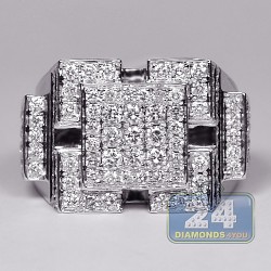 14K White Gold 3.31 ct Diamond Multi Square Mens Ring