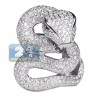 Womens Diamond Peridot Snake Ring 18K White Gold 4.49ct