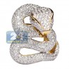 Womens Diamond Gemstone Snake Ring 18K Yellow Gold 4.40ct