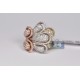 14K 3 Tone Gold 3.10 ct Diamond Abstract Flower Cocktail Ring
