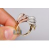 14K Three Tone Gold 3.10 ct Diamond Abstract Flower Cocktail Ring