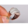 14K Rose White Gold 3.56 ct Diamond Wave Band Ring