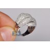 14K White Gold 3.50 ct Diamond Womens Wave Shape Ring