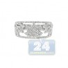 14K White Gold 0.56 ct Diamond Womens Openwork Leaf Band Ring