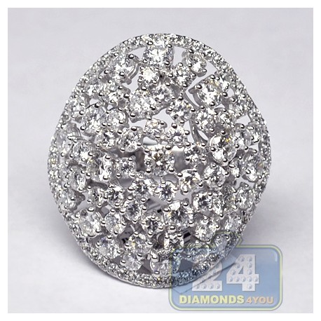 18K White Gold 9.01 ct Diamond Womens Wide Openwork Dome Ring