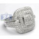 14K White Gold 6.33 ct Diamond Pave Mens Square Signet Ring